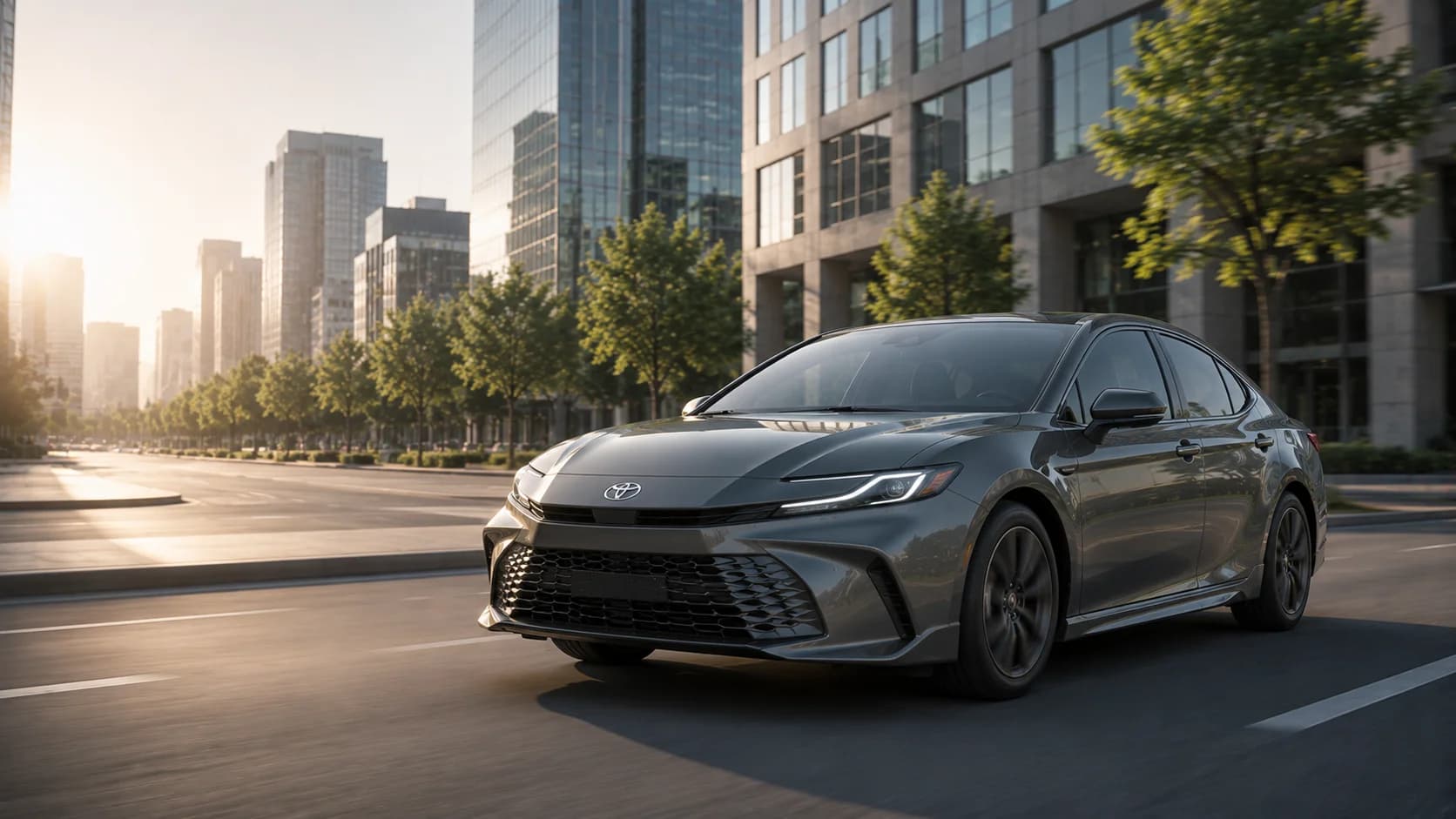 2026 Toyota Camry hybrid sedan in three-quarter front view