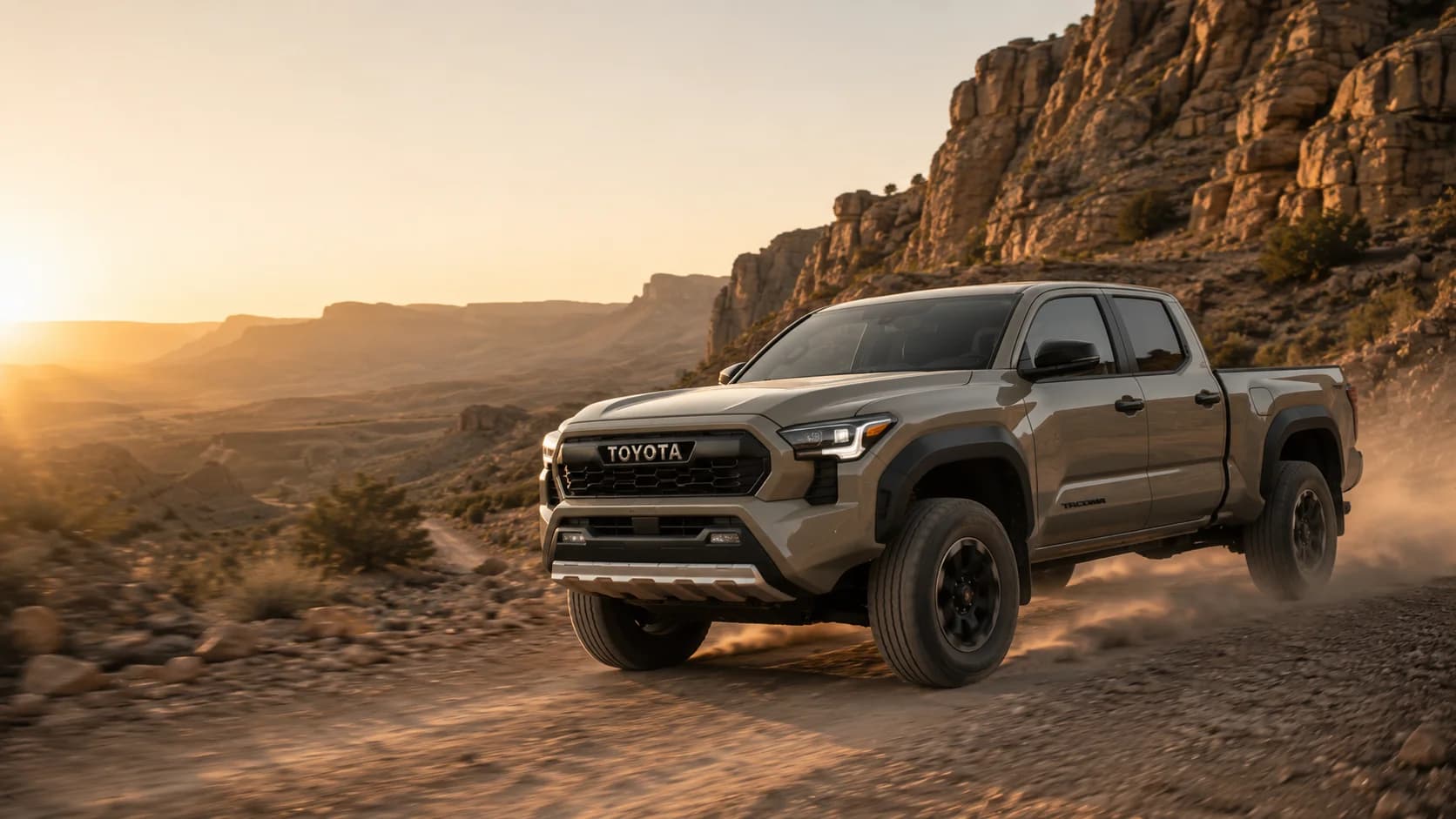 2026 Toyota Tacoma midsize pickup truck front three-quarter view